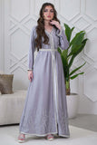 Grey Embroidered Two Piece Kaftan 