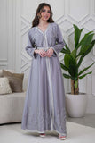 Grey Embroidered Two Piece Kaftan 