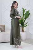 Dark green embroidered two-piece caftan 