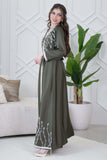 Dark green embroidered two-piece caftan 