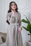 Elegant beige embroidered caftan 