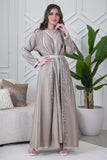 Elegant beige embroidered caftan 