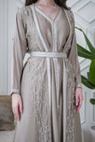 Elegant beige embroidered caftan 