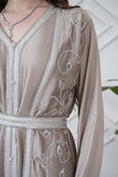 Elegant beige embroidered caftan 