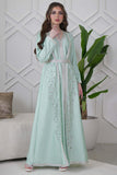 Elegant embroidered caftan in tiffany color 