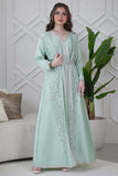 Elegant embroidered caftan in tiffany color 