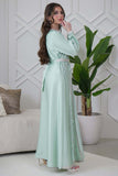 Elegant embroidered caftan in tiffany color 