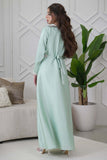 Elegant embroidered caftan in tiffany color 