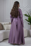 Kaftan with cape sleeves and a tie at the waist, purple 