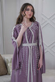 Kaftan with cape sleeves and a tie at the waist, purple 