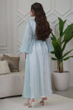 Tiffany Color Beaded and Sequined Two Piece Kaftan with Puff Sleeves 