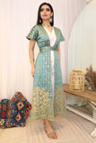 Two-piece maxi galabiya with drawstring 