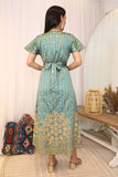 Two-piece maxi galabiya with drawstring 