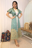 Two-piece maxi galabiya with drawstring 