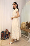 Embroidered midi galabiya with drawstring 