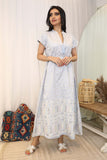 Embroidered midi galabiya with drawstring 