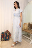 Embroidered midi galabiya with drawstring 