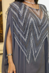 Tulle galabiya embroidered with crystals 