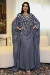 Tulle galabiya embroidered with crystals 