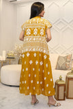 Embroidered midi jalabiya with sleeves decorated with pearls 