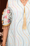 Jalabiya with open sleeves embroidered with flowers 