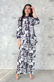 Marble print blouse and pants set 