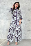 Marble print blouse and pants set 