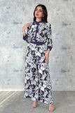 Marble print blouse and pants set 