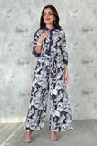 Marble print blouse and pants set 