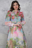 Elegant floral print blouse and skirt set 