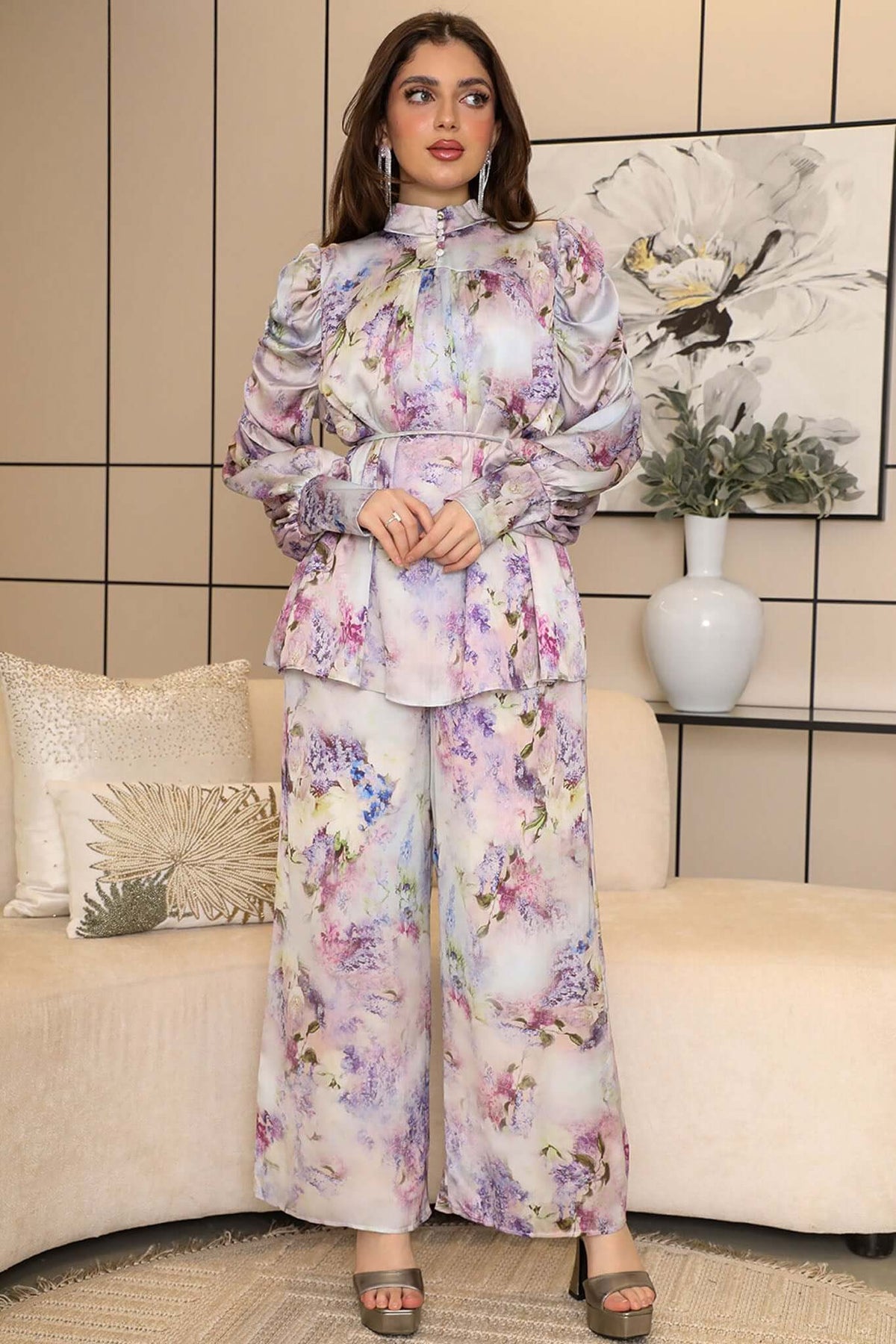 Wide blouse and pants set 