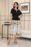 Pleated skirt and top set decorated with crystals 