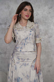 Crystal-embellished skirt and blouse set 