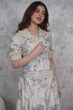 Crystal-embellished skirt and blouse set 