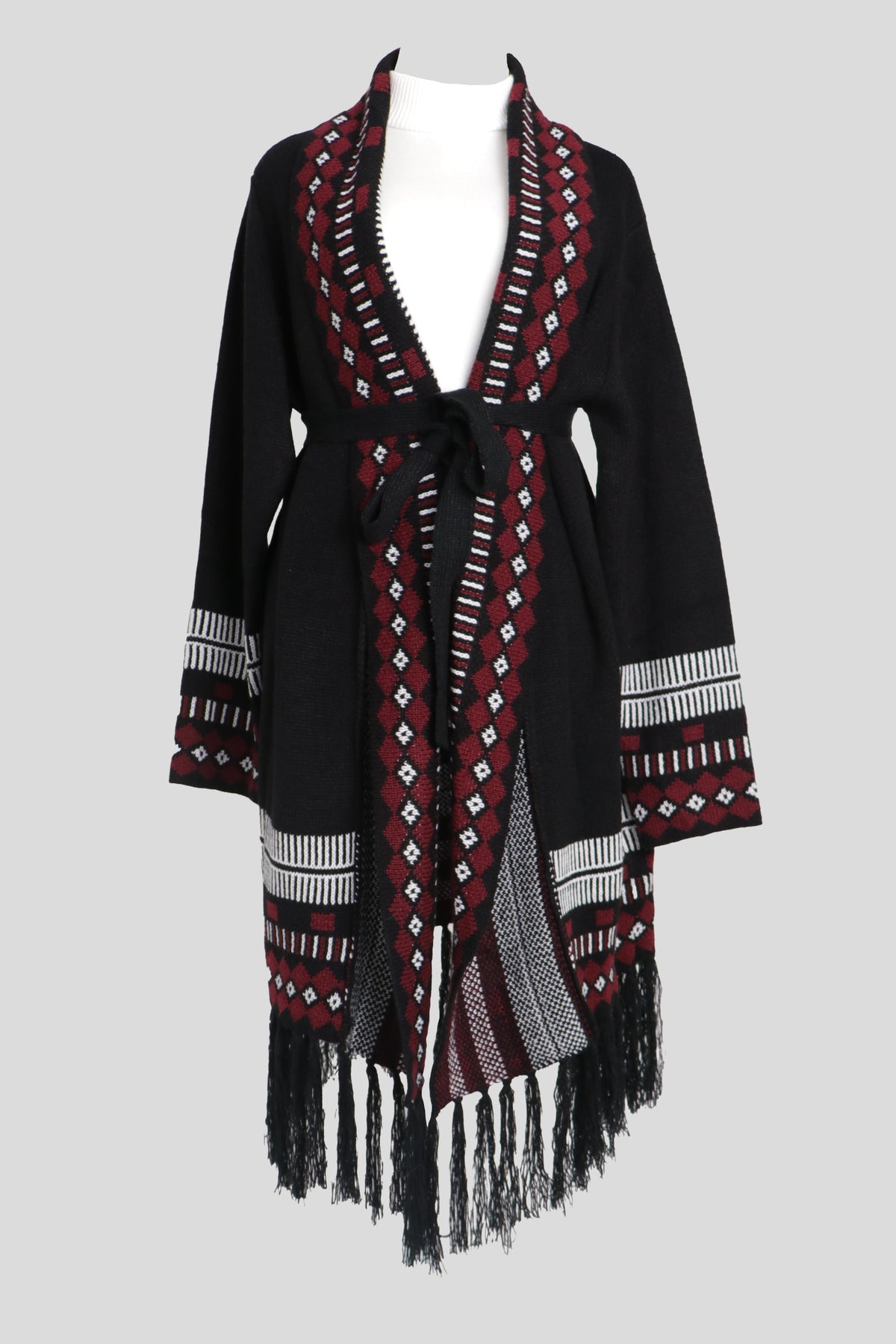 Mexican print long-sleeved sweater coat