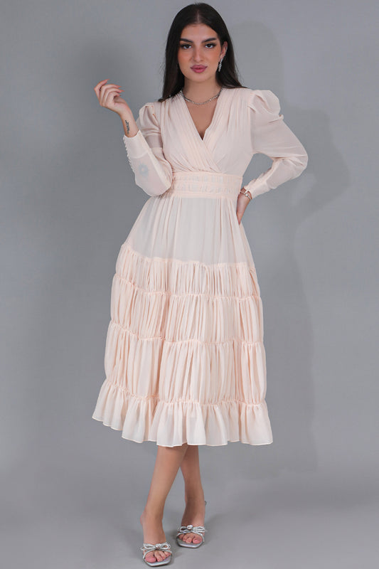 Chiffon georgette dress with ruffled layers 