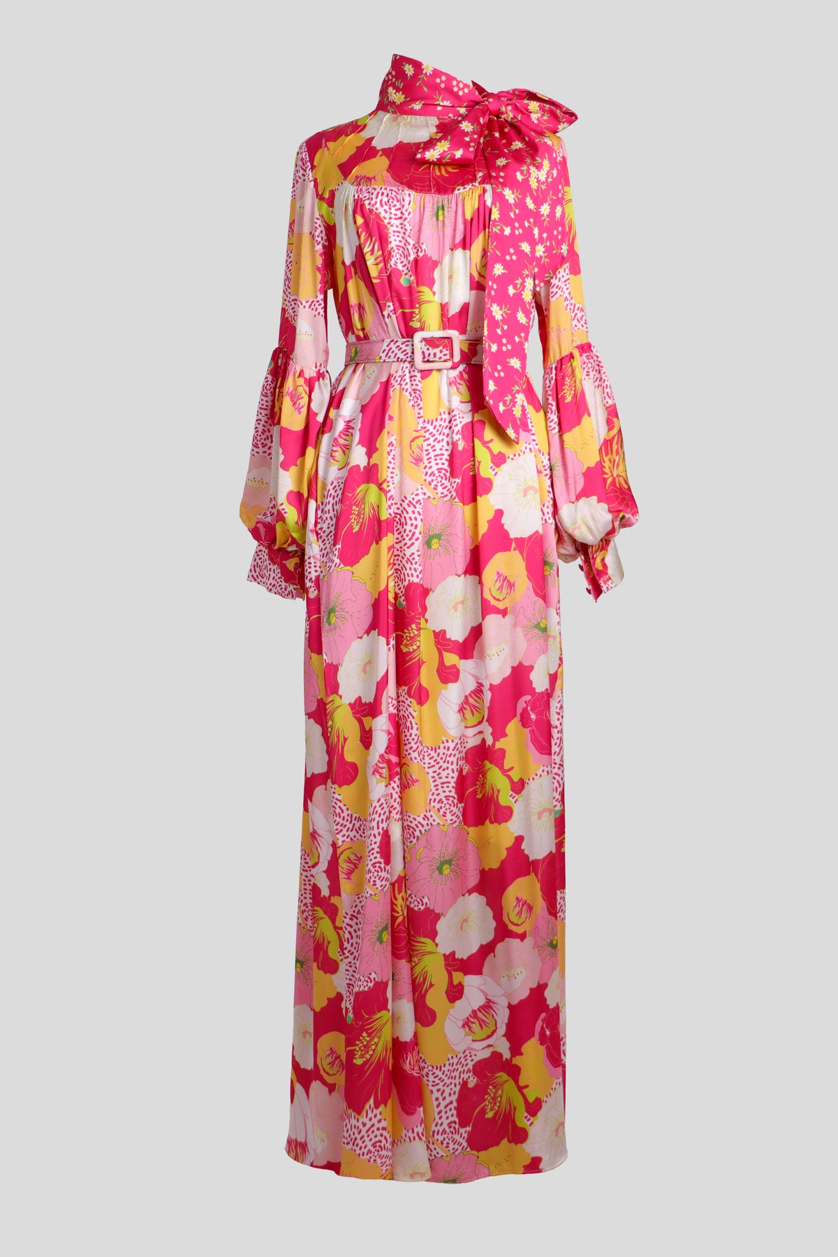Floral dress with shawl neck 