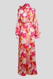 Floral dress with shawl neck 