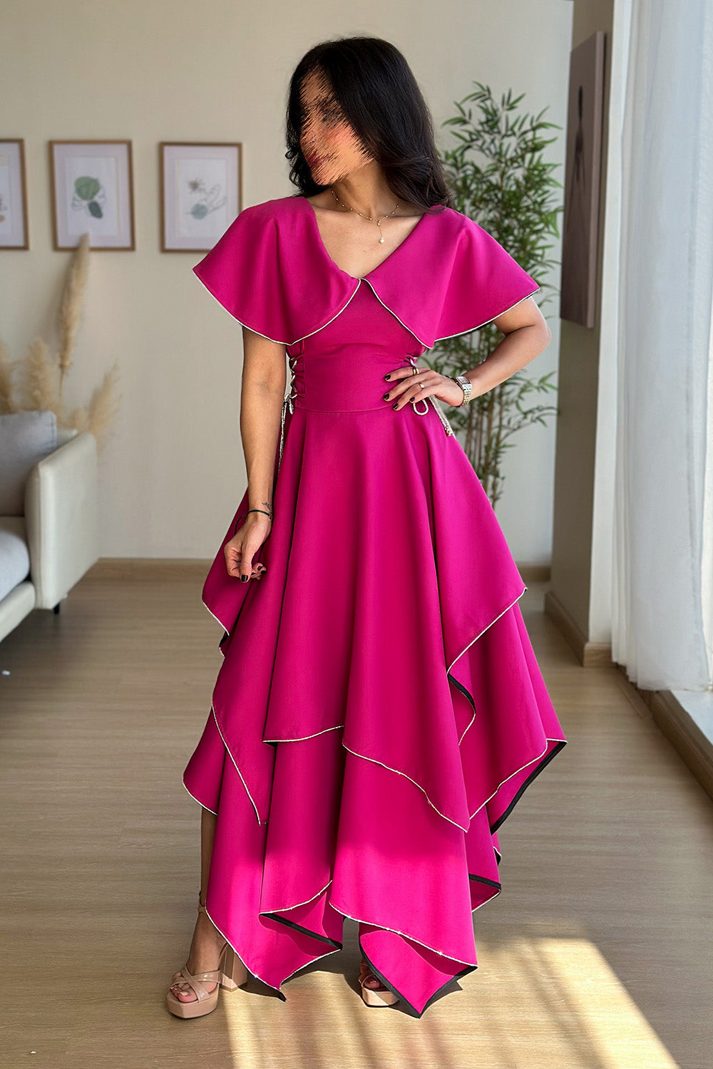 Tiered Maxi Dress with Side Ties 