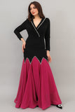Two-tone sugar evening dress embroidered with fuchsia crystals