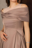 Midi evening dress with pleated waist 