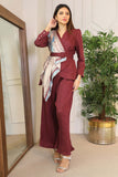 Two-piece set with long-sleeved suede shawl 