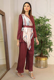 Two-piece set with long-sleeved suede shawl 