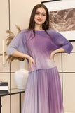 Wavy plisse skirt and blouse set 