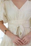 Soft embroidered shoulder dress with puff sleeves 