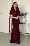 Burgundy long corset dress with bow 