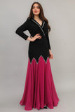 Two-tone sugar evening dress embroidered with fuchsia crystals