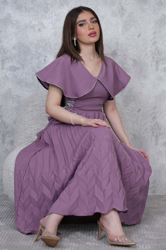 Purple Side Tie Midi Dress 