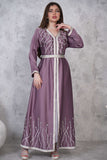 Purple Embroidered Two Piece Kaftan 