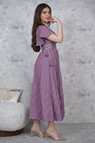 Purple Side Tie Midi Dress 